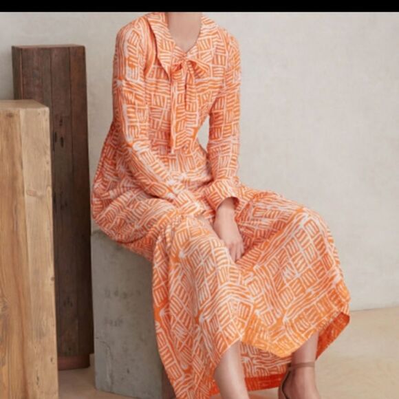 NEW WITH TAGS BUSAYO DELE MAXI DRESS IN ORANGE AND WHITE PRINT - Picture 13 of 13